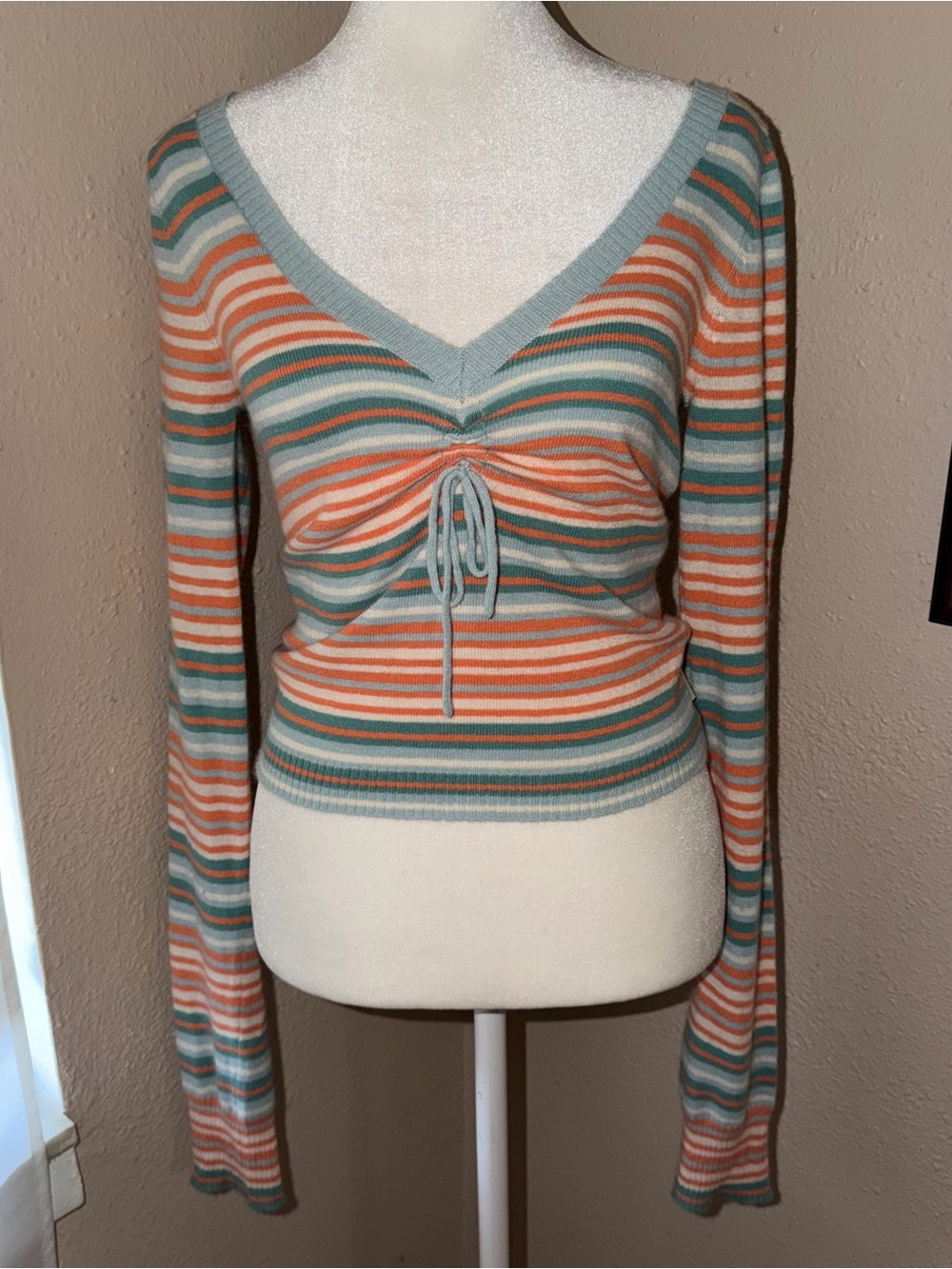 Vintage Y2K Hollister 2000s Knit Babydoll Striped Sweater